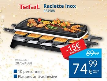 Promotions Tefal raclette inox re4588 - Tefal - Valide de 11/12/2017 à 31/12/2017 chez Eldi