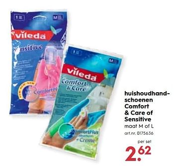 Promotions Vileda huishoudhandschoenen comfort + care of sensitive - Vileda - Valide de 09/12/2017 à 31/12/2017 chez Blokker