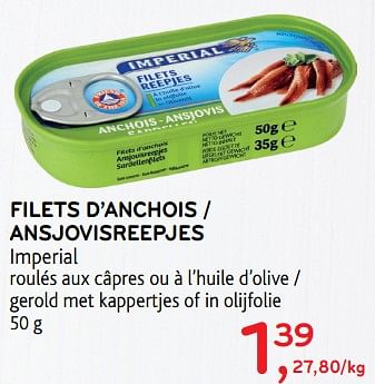 Promotions Filets d`anchois - Imperial Poissons - Valide de 13/12/2017 à 02/01/2018 chez Alvo