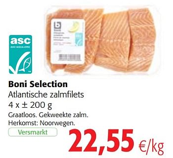 Promoties Boni selection atlantische zalmfilets - Boni - Geldig van 13/12/2017 tot 02/01/2018 bij Colruyt