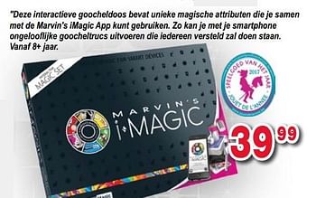 Promotions Deze interactieve goocheldoos bevat unieke magische attributen die je samen met de marvin`s imagic app kunt gebruiken - Marvin's Magic - Valide de 11/12/2017 à 31/12/2017 chez Vavantas