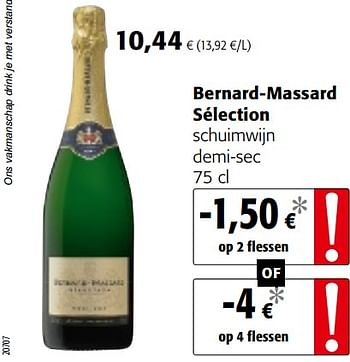 Promoties Bernard-massard sélection schuimwijn demi-sec - Schuimwijnen - Geldig van 13/12/2017 tot 02/01/2018 bij Colruyt