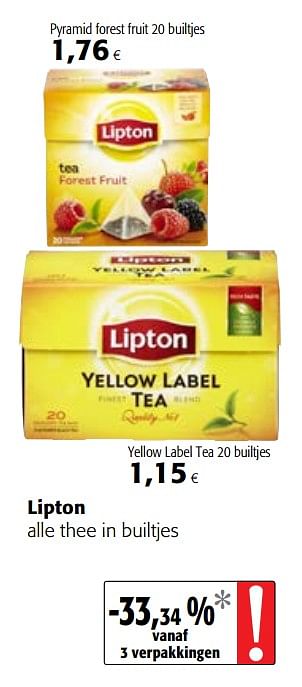 Promoties Lipton alle thee in builtjes - Lipton - Geldig van 13/12/2017 tot 02/01/2018 bij Colruyt