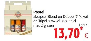 Promoties Postel abdijbier blond en dubbel en tripel - Postel - Geldig van 13/12/2017 tot 02/01/2018 bij Colruyt