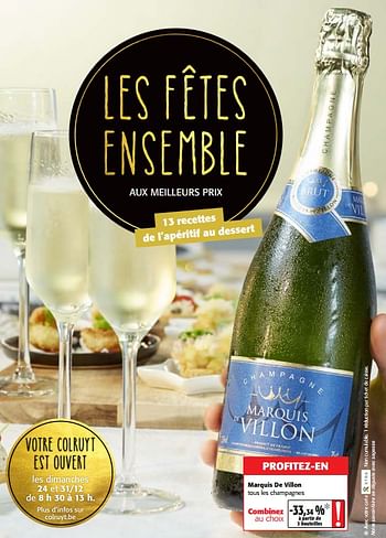 Promotions Marquis de villon tous les champagnes - Marquis De Villon - Valide de 13/12/2017 à 02/01/2018 chez Colruyt