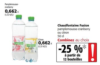 Promotions Chaudfontaine fusion pamplemousse-cranberry ou citron - Chaudfontaine - Valide de 13/12/2017 à 02/01/2018 chez Colruyt