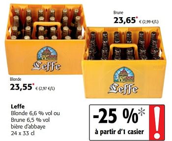 Promotions Leffe blonde 6,6 % vol ou brune 6,5 % vol bière d`abbaye - Leffe - Valide de 13/12/2017 à 02/01/2018 chez Colruyt