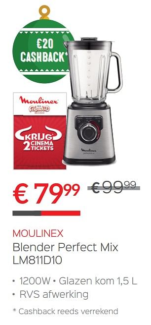 Promotions Moulinex blender perfect mix lm811d10 - Moulinex - Valide de 14/12/2017 à 31/12/2017 chez ShopWillems