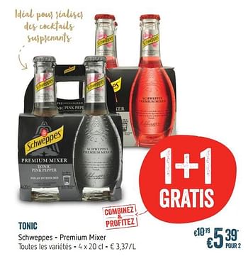 Promoties tonic Schweppes - Premium Mixer - Schweppes - Geldig van 18/12/2017 tot 25/12/2017 bij Delhaize