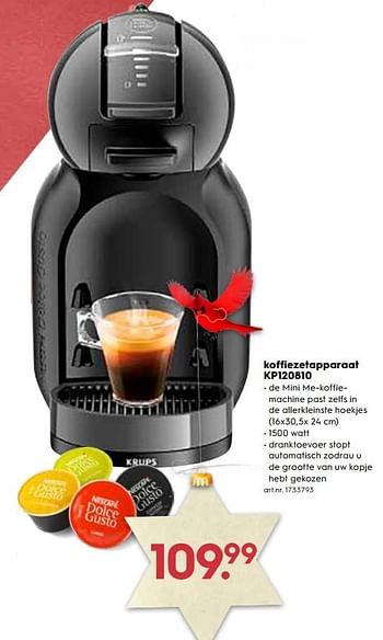 Promoties Krups koffiezetapparaat kp120810 - Krups - Geldig van 09/12/2017 tot 31/12/2017 bij Blokker