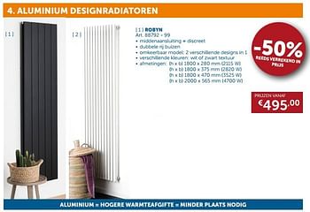 Promotions Aluminium designradiatoren robyn - Produit maison - Zelfbouwmarkt - Valide de 28/12/2017 à 29/01/2018 chez Zelfbouwmarkt