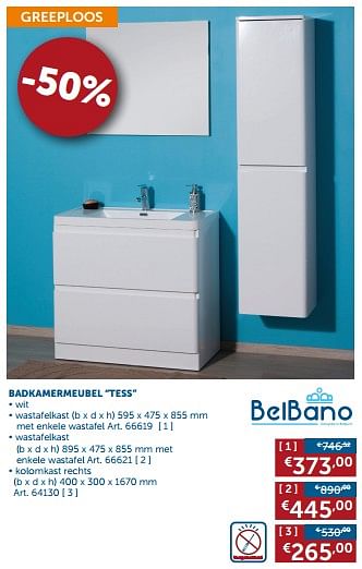 Promoties Badkamermeubel tess - Belbano - Geldig van 28/12/2017 tot 29/01/2018 bij Zelfbouwmarkt
