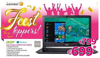 Promoties Acer aspire 5 (a515-51g-50kz) - Acer - Geldig van 12/12/2017 tot 31/12/2017 bij Connect IT