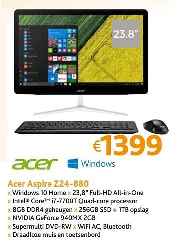Promoties Acer aspire z24-880 - Acer - Geldig van 12/12/2017 tot 31/12/2017 bij Connect IT