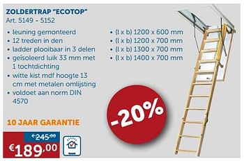 Promoties Zoldertrap ecotop - Huismerk - Zelfbouwmarkt - Geldig van 28/12/2017 tot 29/01/2018 bij Zelfbouwmarkt