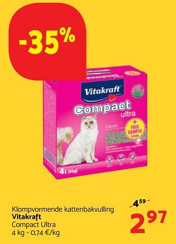 Promoties Klompvormende kattenbakvulling vitakraft - Vitakraft - Geldig van 14/12/2017 tot 03/01/2018 bij Tom&Co