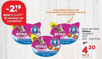 Promoties Snack voor katten whiskas - Whiskas - Geldig van 14/12/2017 tot 03/01/2018 bij Tom&Co