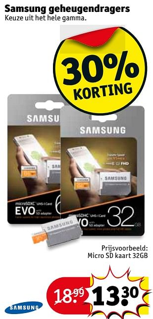 Heiligdom Dierentuin Grootte Samsung Samsung micro sd kaart 32gb - Promotie bij Kruidvat