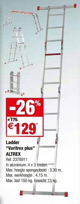 Promoties Ladder varitrex plus altrex - Altrex - Geldig van 02/01/2018 tot 29/01/2018 bij Brico