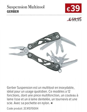 Promotions Suspension multitool gerber - Gerber - Valide de 15/12/2017 à 13/01/2018 chez A.S.Adventure