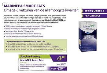 Promoties Marinepa smart fats - MarinEpa - Geldig van 30/12/2017 tot 24/01/2018 bij Mannavita