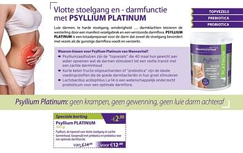 Promoties Psyllium platinum - Mannavital - Geldig van 30/12/2017 tot 24/01/2018 bij Mannavita