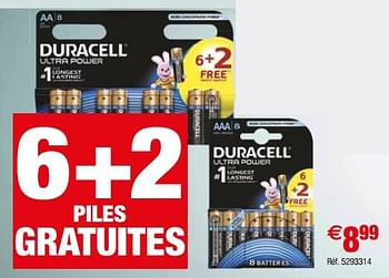 Promoties Duracell ultra power - Duracell - Geldig van 02/01/2018 tot 29/01/2018 bij Brico