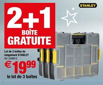 Promoties Lot de 3 boîtes de rangement stanley - Stanley - Geldig van 02/01/2018 tot 29/01/2018 bij Brico