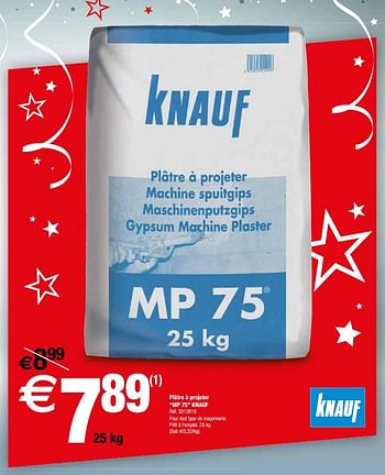 Promoties Plâtre à projeter mp 75 knauf - Knauf - Geldig van 02/01/2018 tot 29/01/2018 bij Brico