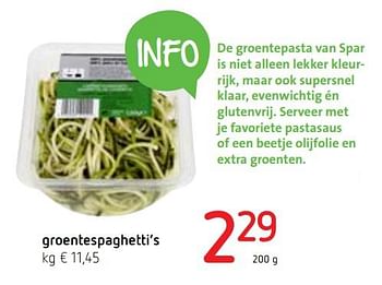 Promoties Groentespaghetti`s - Huismerk - Spar Retail - Geldig van 04/01/2018 tot 17/01/2018 bij Spar (Colruytgroup)