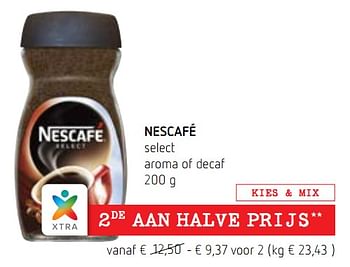 Promoties Nescafé select aroma of decaf - Nescafe - Geldig van 04/01/2018 tot 17/01/2018 bij Spar (Colruytgroup)