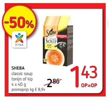 Promoties Sheba classic soup tonijn of kip - Sheba - Geldig van 04/01/2018 tot 17/01/2018 bij Spar (Colruytgroup)