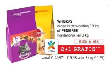 Promoties Whiskas droge kattenvoeding of pedigree hondenbrokken - Pedigree - Geldig van 04/01/2018 tot 17/01/2018 bij Spar (Colruytgroup)