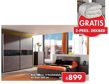 Promoties Bed, 2 nachttafels en kast - Huismerk - O & O Trendy Wonen - Geldig van 03/01/2018 tot 31/01/2018 bij O & O Trendy Wonen