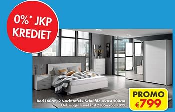 Promoties Bed, 2 nachttafels, schuifdeurkast - Huismerk - O & O Trendy Wonen - Geldig van 03/01/2018 tot 31/01/2018 bij O & O Trendy Wonen