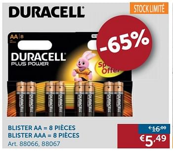 Promotions Blister aa - Duracell - Valide de 28/12/2017 à 29/01/2018 chez Zelfbouwmarkt
