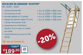 Promoties Escalier de grenier ecotop - Huismerk - Zelfbouwmarkt - Geldig van 28/12/2017 tot 29/01/2018 bij Zelfbouwmarkt