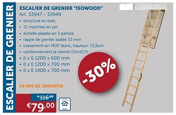 Promoties Escalier de grenier isowood - Huismerk - Zelfbouwmarkt - Geldig van 28/12/2017 tot 29/01/2018 bij Zelfbouwmarkt
