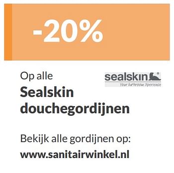 Promotions -20% op alle sealskin douchegordijnen - Sealskin - Valide de 01/01/2018 à 31/01/2018 chez Magasin Salle de bains