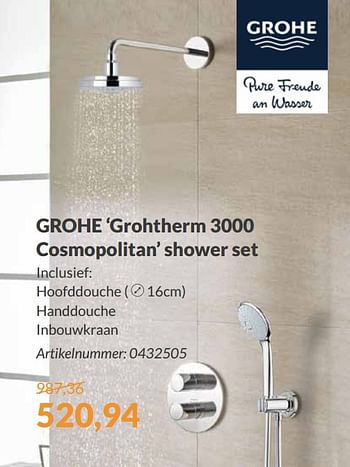 Promoties Grohe `grohtherm 3000 cosmopolitan` shower set - Grohe - Geldig van 01/01/2018 tot 31/01/2018 bij Sanitairwinkel