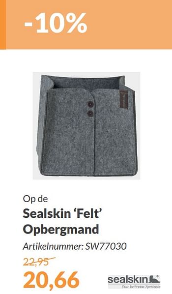 Promoties Sealskin felt opbergmand - Sealskin - Geldig van 01/01/2018 tot 31/01/2018 bij Sanitairwinkel