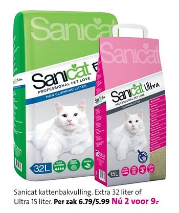 herwinnen beneden Grillig Sanicat Sanicat kattenbakvulling. extra 32 liter of ultra - Promotie bij  Intratuin