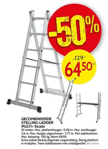Promotions Gecombineerde stelling-ladder multi+ escalo - Escalo - Valide de 16/01/2018 à 29/01/2018 chez BricoPlanit
