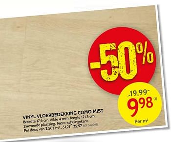 Promoties Vinyl vloerbedekking como mist - Huismerk - BricoPlanit - Geldig van 16/01/2018 tot 29/01/2018 bij BricoPlanit