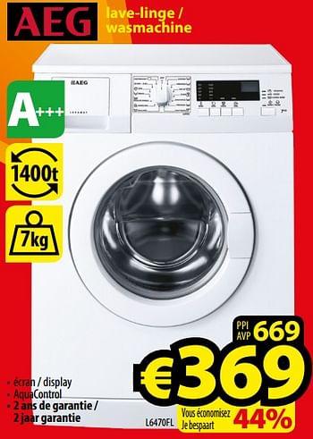Promoties Aeg lave-linge - wasmachine l6470fl - AEG - Geldig van 01/01/2018 tot 31/01/2018 bij ElectroStock