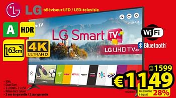 Promotions Lg téléviseur led - led-televisie 65uj630v - LG - Valide de 01/01/2018 à 31/01/2018 chez ElectroStock