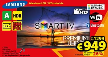 Promotions Samsung téléviseur led - led-televisie ue49mu7000 - Samsung - Valide de 01/01/2018 à 31/01/2018 chez ElectroStock