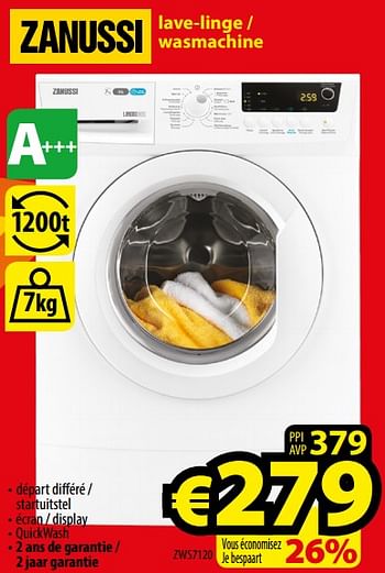 Promotions Zanussi lave-linge - wasmachine zws7120 - Zanussi - Valide de 01/01/2018 à 31/01/2018 chez ElectroStock