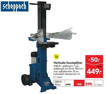 Promoties Scheppach verticale houtsplijter - Scheppach - Geldig van 03/01/2018 tot 16/01/2018 bij Makro