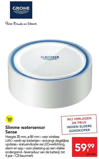 Promoties Slimme watersensor sense - Grohe - Geldig van 03/01/2018 tot 16/01/2018 bij Makro